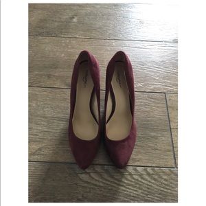 Halogen Suede Leather Plum Wedge